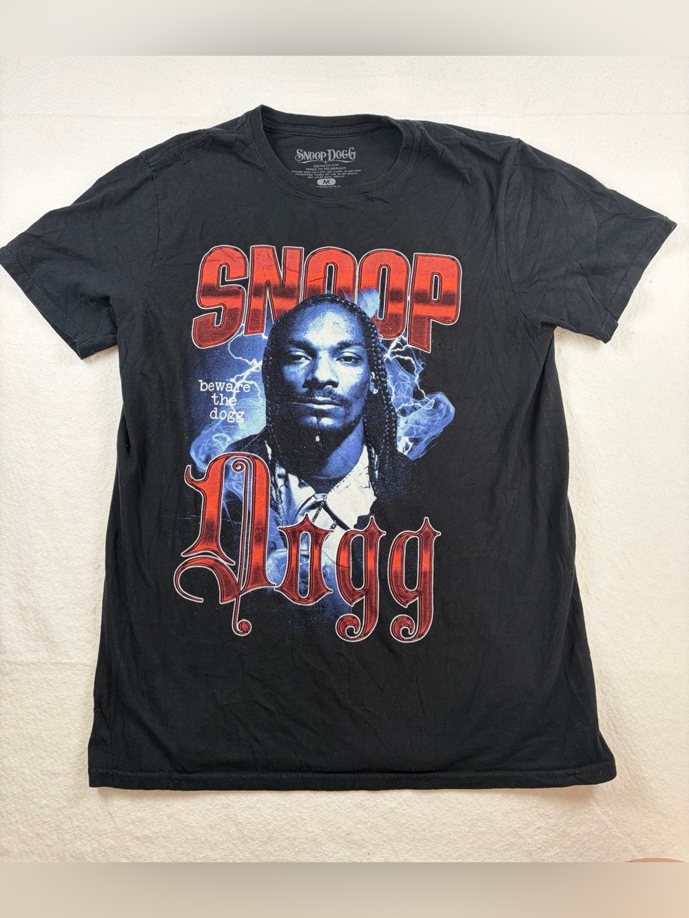 Snoop Dogg Beware The Dogg Graphic Tee Vintage Rap Style Black